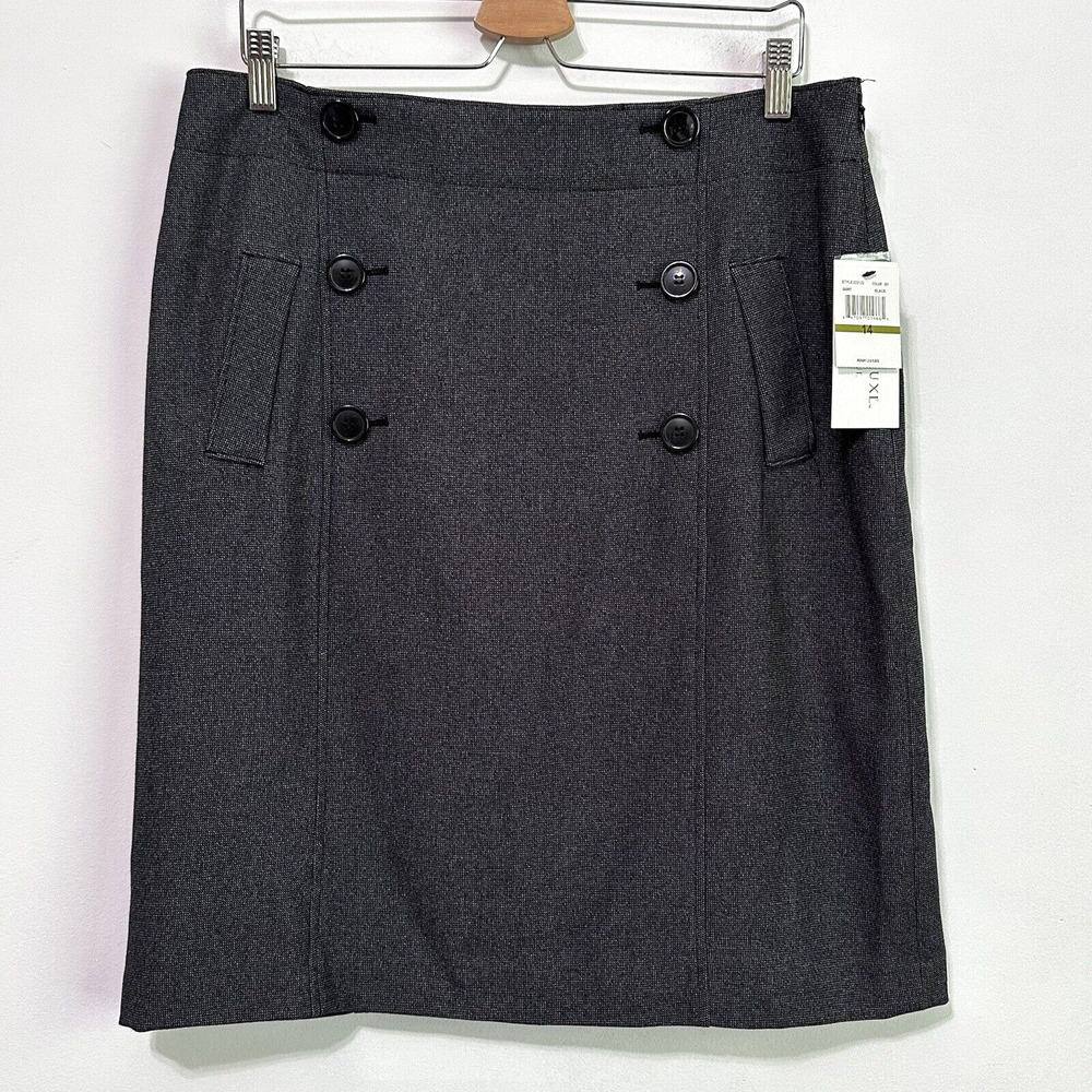 Atelier Luxe Pencil Skirt 14 Tweed Knit Gray Side Zip Career Work Classic‎ NEW